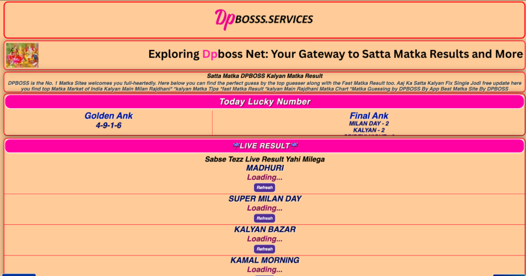 Exploring Dpboss Net: Your Gateway to Satta Matka Results and More